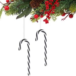32 stuks kerstsnoepstok hangende ornamenten kerstboom hangende decoraties plastic gedraaide kruk ornamenten voor kerstambachten binnen buiten decor (zwart en wit, 12 cm)