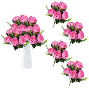 Fake Blumen 24 Bündel Pfingstrose Künstliche Blumen Rosa Blumensträuße für Hochzeit Partei Tischaufsätze Blumenarrangement Heim Küche Dekor 0804