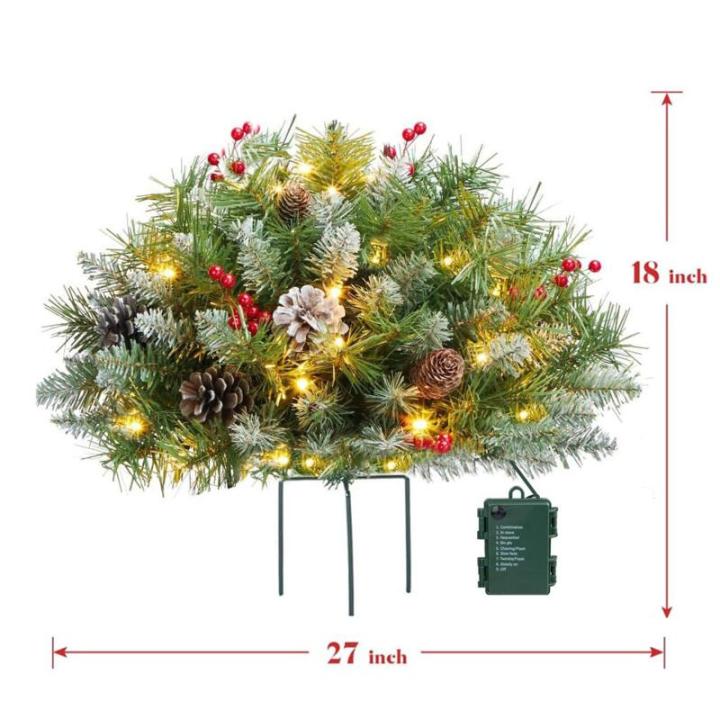 Weihnachts-Pflanzgefäß-Dekorationen, Weihnachts-Pflanzgefäß, Dekoration, Grün, künstliche Tannenbäume mit Stativpfahl, Weihnachts-Veranda-Dekor, Stil B Two