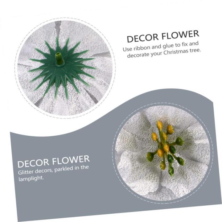 14 STK künstliche Blumen weihnachtsglitzerblumen dekorativ silberner Weihnachtsschmuck Rot Hochzeitsdekoration künstliche blüten Weihnachtsdekorationen dekorative Kunstblumen Sp