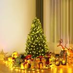 Künstlicher Weihnachtsbaum mit LED Beleuchtung, Tannenbaum Grün aus PVC Nadeln, Christbaum mit Klappbarem Metallständer, Christemas Tree 11 Lichtmodi /5 Farbwechsel (150 cm)