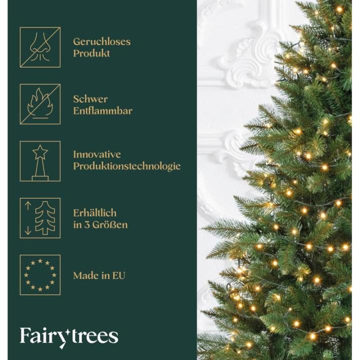 FT14/FT15 Normanntanne Kunstkerstboom, groene stam, gemaakt van PVC, inclusief houten standaard, 180cm