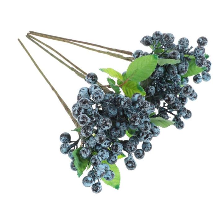 5st Künstliche Beeren Heidelbeerstiel Kranz Beeren Stechpalmenbeerzweige Xams Baumdekor Rote Beere Rote Beerenverzierung Material Für Blumenarrangements Beerenstängel Blue Plast