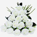 Kunstrozen, 15 stuks, kunstbloemen, net echt, lange stem, kunstrozen voor doe-het-zelf bruiloftsdecoratie, bruidsboeket, tuin, feest, hotel, kantoor, decoratie, rozen (wit)