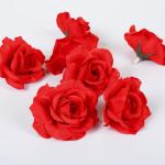 Kunstbloemkoppen, 50 stuks, kunstbloemen, rozen, voor bruiloft, feest, decoratie, doe-het-zelf (Ø 6 cm, rood)