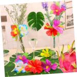 3 Sätze Simulation Hibiskus Dekor Tropische Hawaii-Ornament Abs Simulation Blumenornament Künstliches Blumenarrangement Girlande Künstliche Stoff 72 Stück * 3