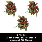 Blumenstrauss Künstlich Rot UV Beständige Blumen Künstliche Kunstblume für Zuhause Hochzeit Garten Balkon Tischdekoration 30 Bündel Rot 1513