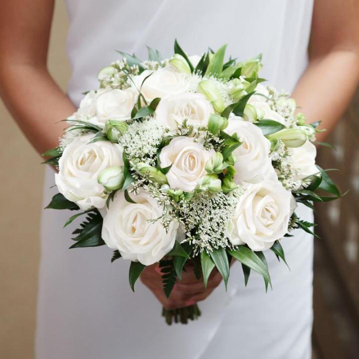 Kunstrozen, 10 stuks realistische zijden bloemen, enkele lange steel, namaakrozen, bruidsboeket voor bruiloft, thuis, feest, arrangement, hotel, tuindecoratie (wit, 51 cm)