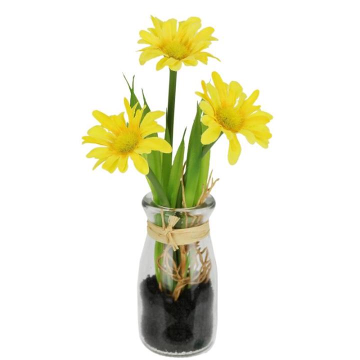 Kunstmini-margrieten in glazen arrangement madeliefjes, decoratie, decoratieve bloemen, planten, , voorjaarsdecoratie, , voorjaar, Pasen, paasdecoratie,