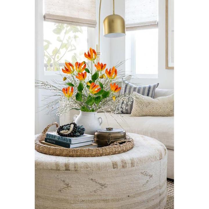 3 stuks kunstbloemen Gloriosa Lily kunstbloemen oranje klimlelie, lengte 84 cm, kunsttakken lentebloemen kunstplant voor bloemstuk thuis, restant, kantoordecoratie