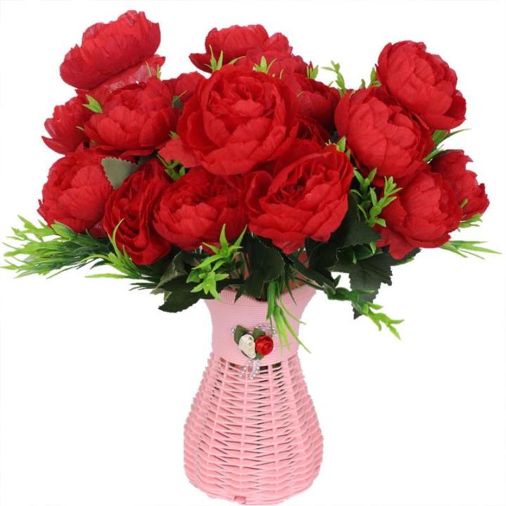 Kunstblumen wie Echt Künstliche Pfingstrosen Vintage Blumen Pfingstrosen mit Stielen für Hochzeitsdekoration Brautstrauß Arrangement 24 Stück 0802