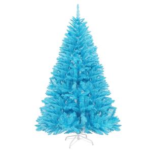 Blauer Weihnachtsbaum, spitzer/flacher Weihnachtsbaum, hochwertiger künstlicher Weihnachtsbaum, einfach zu montieren, faltbarer Metallsockel, geeignet for Haus, Partydekoration(Po