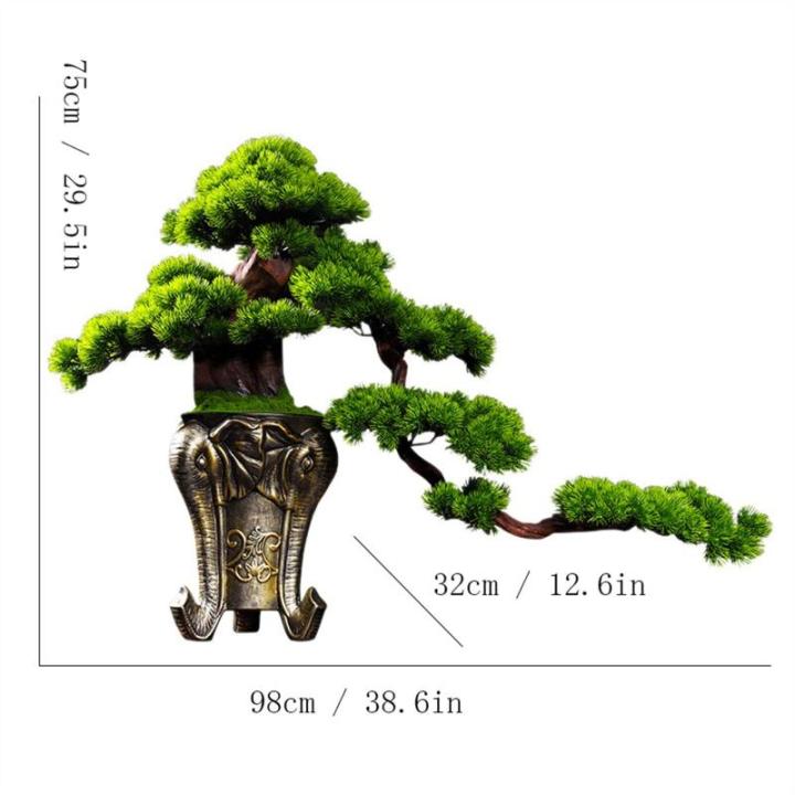 Künstlicher Bonsai-Baum Künstlicher Bonsai-Baum for den Innenbereich, groß, grün, Simulation Willkommenskiefer, Bonsai-Baum, Wohnzimmer, Büro, Desktop-Dekoration, künstliche 