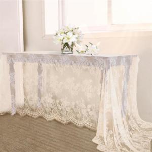 Elfenbeinfarbene Spitzentischdecke, 5 Stück, 152,4 x 305,5 cm, Hochzeitsdekorationen, bestickte Tischdecke, Spitzen-Overlay, Tischdecke für Sommerparty, einfarbig, elfenbeinfarbe