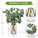 35 cm kunstmatige eucalyptus-takken met glazen vaas, eucalyptus-kunststof, plant, eucalyptus, , realistische eucalyptus, decoratie, zilverdollar voor bruiloft, tafeldecoratie kanto