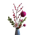 9 vilten bloemen, kleine bloemengroet, boeket, Fair Trade, handgemaakt (XXL-rood)