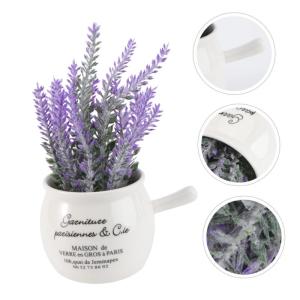 3St Bonsai-Handwerk Balkondekoration Kunstblumen Blumenarrangement Tischdekoration Blumentopf-Ornament Kunstblumen mit Vase Tischdeko Topf Heimdekoration Desktop-Dekoration Violett