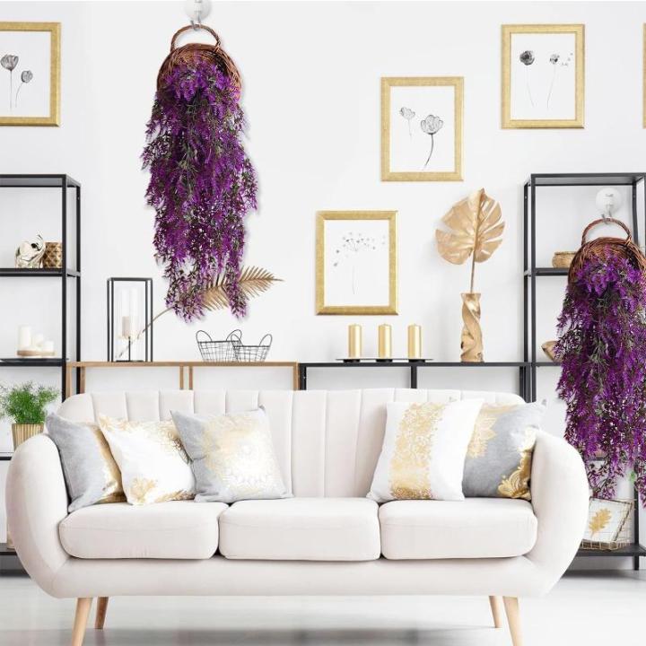 2 stuks kustelijke hangplanten, kustrankenplanten, kustplanten voor buiten, tarwegras-decoratie, geschikt voor binnen- en buitenwanddecoratie in tuinen