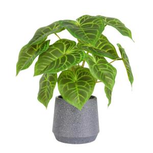 Kunstgroene plant in pot, kunstmatige vetplanten, planten in pot, 35 cm grote groene kunstmatige plant, kunstbladeren, voor thuis, bureau, woonkamer, decoratie
