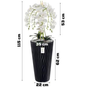 Künstliche Orchidee Kaskaden Blumenstrauß Creme und Rosa im Topf Anthrazit H 115 cm Heimbüro Dekoration, Kunstpflanze Orchidee, Kunstblume, Künstliche Orchidee im Topf