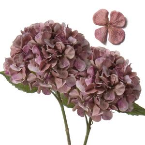 2 stuks hortensia, kunstbloemen, roze, paars, diameter 19 cm, kunstbloemen als echt voor bruidsboeketten, huis, kantoor, hotel, feestdecoratie, middenstukken, bloemstukken