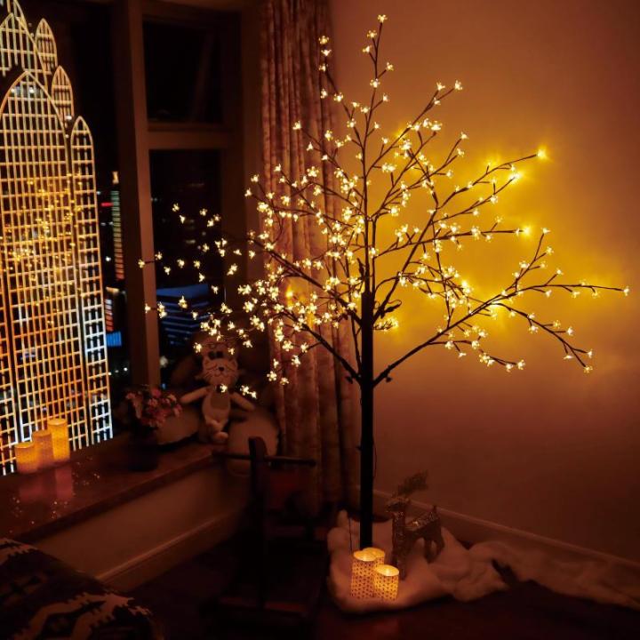 CushHom Led-lichtboom voor binnen en buiten, voor binnen en buiten, kersenbloesemboom, lichtdecoratie, warmwit, IP44, 180 cm, 336 leds