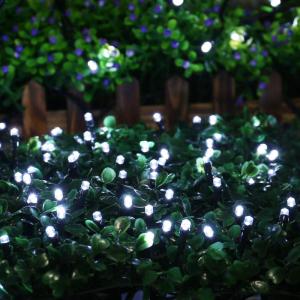 Lichtsnoer met kerstboom, 200 leds, wit, voor buiten, met stopcontact, 20 m, kerstverlichting met timer en geheugenfunctie, groene kabel, kerstdecoratie voor tuin en feest