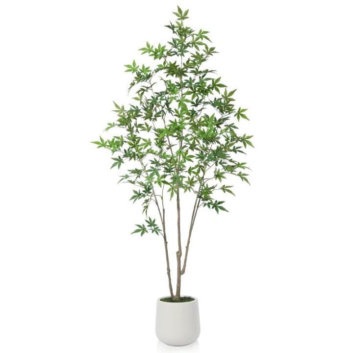 Kunstplant esdoorn 180 cm grote in witte bloempot, esdoornboom als echt voor thuis, kantoor, tuindecoratie (1 stuks)