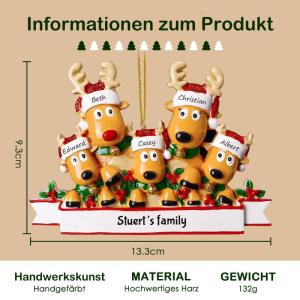 Gepersonaliseerde kersthangers met 2/3/4/5/6/7/8 familienamen - 2023 kunsthars kerstboomversiering gepersonaliseerde familie, partners en vrienden 5