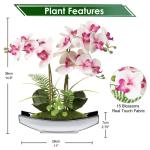Phalaenopsis Kunstmatige Orchidee in pot, zilverkleurig, 38,1 cm, kunstbloem voor tafelopzetstuk, woonkamer, woondecoratie