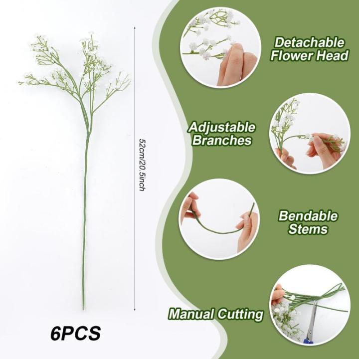 Kunstmatige Gypsophila Witte Nepbloemen Gypsophila Mini Babys Adem Baby Adem Bloemen Kunstmatige voor Bruiloft Thuis DIY Boeket Party Decoratie