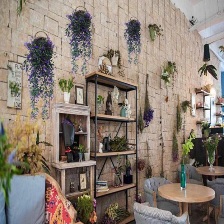 2 PCS Artificial Ivy Vine Artificial Flowers Artificial Hanging Plants Hanging Garland Vine Flower Plastic Plants for Wedding Party Garden Home Hanging Basket Decoration (Purple)