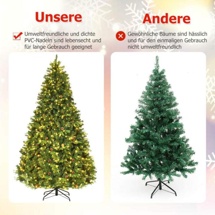 240cm LED Künstlicher Weihnachtsbaum, Christbaum mit Klappsystem und Metallständer, Tannenbaum geschmückt, Kunstbaum Weihnachten ideal für Zuhause, Büro, Geschäfte und Hotels