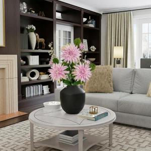 3 stuks roze kunstmatige dahlia's, 75 cm kunstzijden bloemen met lange steel voor bloemarrangementen, faux dahlia's bloemen voor doe-het-zelf bruiloft party middenstuk huis kantoor