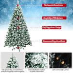 Kunstkerstboom met sneeuw en warmwitte ledverlichting, dennenboom met metalen standaard, pvc-naalden, kunstboom, kerstgroen, 135/180/225 cm