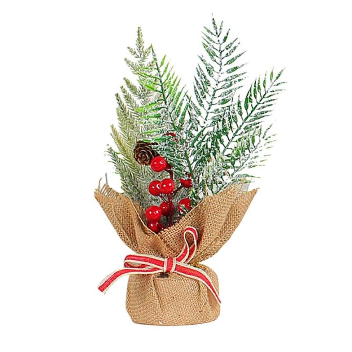 Tisch-Weihnachtsbaum,Weihnachtsbaum klein - Leinen-Desktop-Weihnachtsbaum mit Tannennadeln Sammeln, Tafelaufsatz aus Kiefernholz für das Neujahrs-Ferienhaus