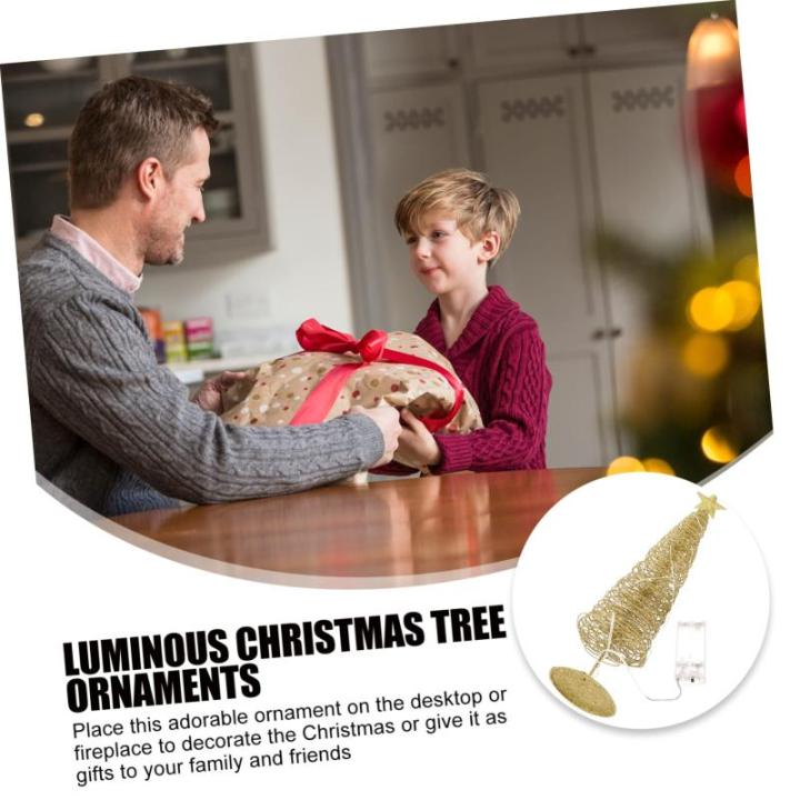 1 stks lichtgevende kerstboom tafellamp boom verlichte berk kerst kerstdecoratie lichtgevende kerstbomen festival decor kerstscène ornament smeedijzer goud
