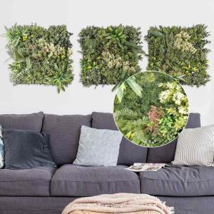 wand, zomerweide, set van 3, elk 50 x 50 cm, groening, voor binnen en buiten, uv-bestendig, onderhoudsvriendelijk en duurzaam, verticale tuin voor een feel-good sfeer en