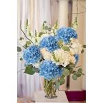 Kunsthortensia, 2 stuks, lichtblauw, Ø 19 cm, kunstbloemen, hortensia, als echt voor bruidsboeketten, huis, kantoor, hotel, feestdecoratie, middenstukken, bloemstukken