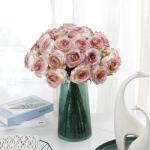 10 stuks kunstmatige rozenbloemen, dubbele kleur enkele stengel neprozen bloemen voor thuis feest bruiloft boeket (kleurverloop kleur, koffie)