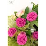 Kunstbloemen, rozen, 25 stuks, kunstrozen met steel, voor doe-het-zelf bruiloft, boeketten, bruid, woondecoratie, hot pink