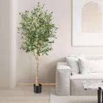 Olijfboom, kunstplant, 182 cm, grote in pot, kunstboom, lijkt op een echte plant, plastic plant, decoratie, woonkamer, slaapkamer, kantoor (182 cm, 1)