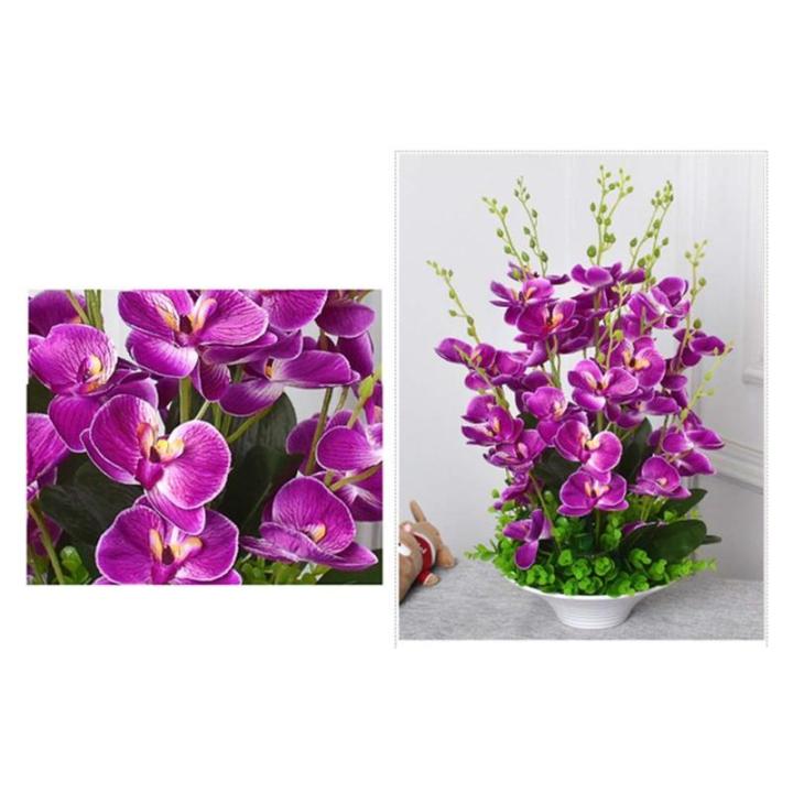 Kunstblumen Künstliche Blumen, künstliche Orchideen-Dekoration – Seidenstoff-Orchideen-Topf-Arrangement mit echtem Touch, Bonsai für Zuhause/Büro für jeden Anlass
