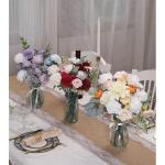 Kunstbloemkoppen, rozen, pioenrozen, dahlia's, bloemhoofden, zijden bloemen, voor feest, doe-het-zelf bruid, bruiloft, bloemstukken, combo decoratie (warm oranje)
