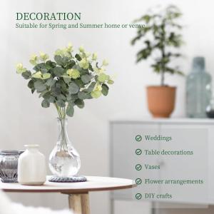Kunsteucalyptus-stammen, 8 stuks, eucalyptus bladplanten, groene eucalyptus-stammen, bladeren, boeketten voor bloemen, slinger, krans, bruiloft, thuis, tafel, indoor, outdoor decor