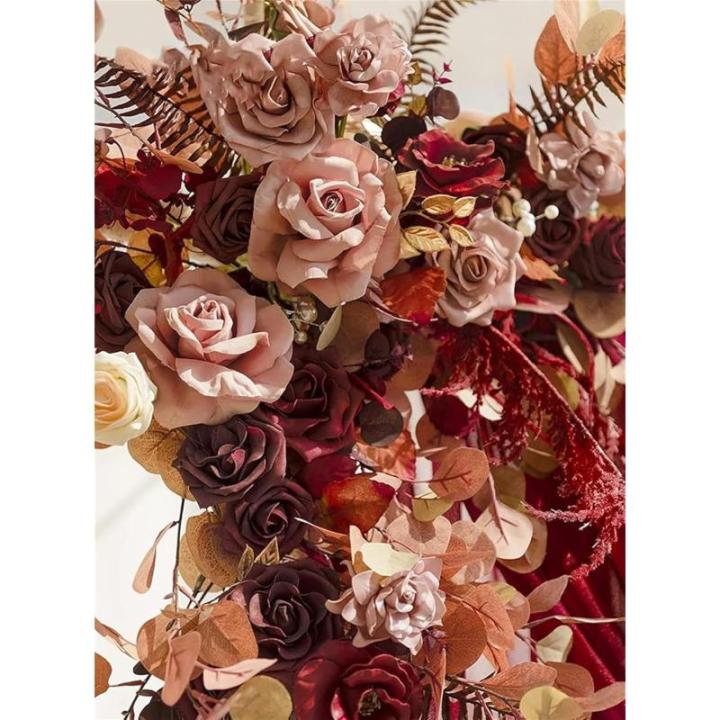 Künstliche Hochzeitsbogen-Blumen (5er-Pack) mit 2 Blumengirlanden und 3 durchscheinenden Gaze-Drapierstoffen für Hochzeit, Party, Kaminsims, Tischläufer, Heimdekoration, 10