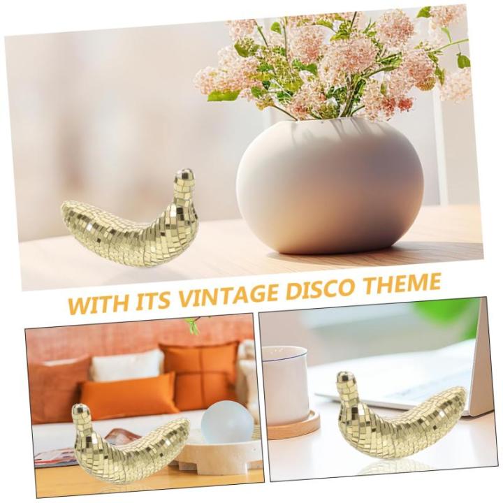 4 Stück Disco-Banane Spiegel-Disco-Ornament nautisch Dekorationen bürodeko büro Dekoration glitzernde Netzstrümpfe Hochzeitsdekoration Bananenfigur für den Tisch Obstdekor Sc