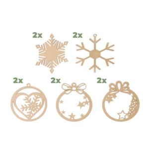 Handgemaakte kerstboom 205 cm hoog met decoraties, van hazelnoothout, decoratieve hanger, met 10 m ledlampen, houten platen verbonden met een jute touw met een dikte van 6 mm