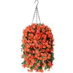 Kunstmatige nephangende bloemen, plantenmanden voor buiten, zomer, herfstdecoratie, kunstzijde, gemengde ochtendglorie in plantenbak, UV-bestendig, realistisch voor thuis, buiten, 