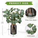 35 cm kunstmatige eucalyptus-takken met zwarte glazen vaas, eucalyptus-kunststof plant, eucalyptus, , realistische eucalyptus, decoratie, zilverdollar voor bruiloft, tafeldecoratie